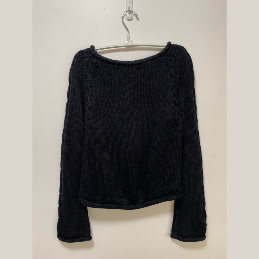 Split Sleeve Cable Sweater – Black Size M - Picture 6 of 8